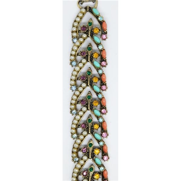 VINTAGE GOLD TONED PANEL BRACELET WITH