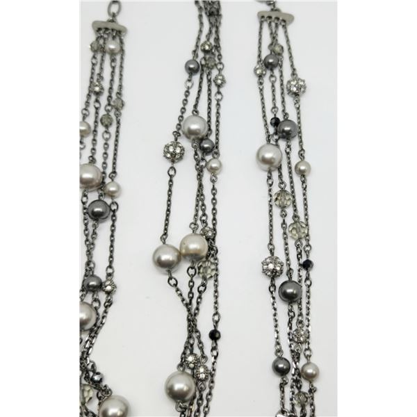 SET! SWAROVSKI AND FAUX PEARL MULTI STRANDED