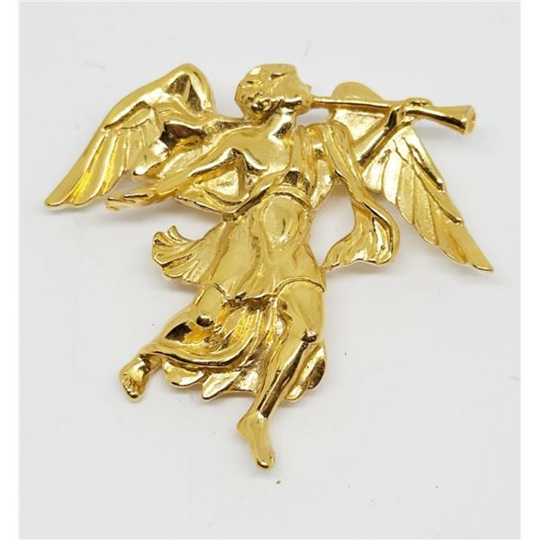 VINTAGE TRIFARI GOLD TONE ANGEL BROOCH
