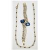 Image 1 : GOLD TONED NAVY BLUE AND CLEAR RHINESTONE