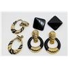 Image 1 : 3-PAIRS OF VTG GOLD TONED CLIP ON EARRINGS
