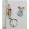 Image 2 : 3-SILVER TONED RHINESTONE BROOCHES