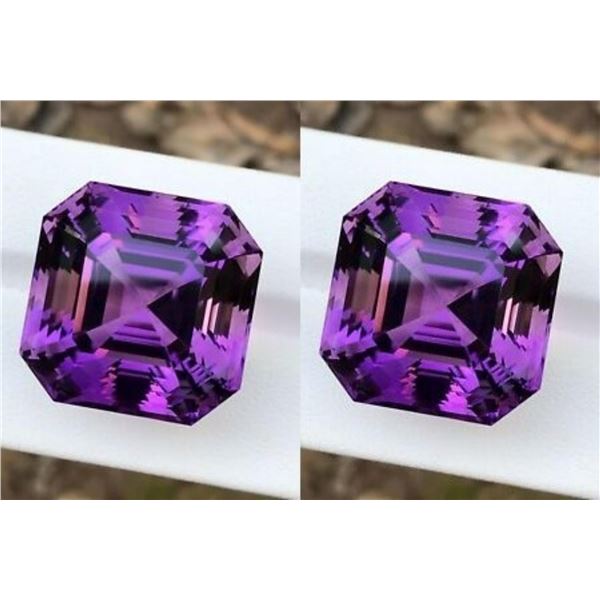 Natural Asscher Amethyst Pair 20.00 MM - FL/VVS