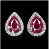 Image 1 : Natural Pigeon Blood Red Ruby Earrings