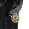Image 2 : Natural Orange Opal & Columbian Emerald Earrings