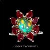 Image 1 : Natural Unheated Ethopian White Opal Ruby Ring