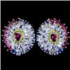 Image 1 : Natural Rhodolite Garnet & Tanzanite Earrings