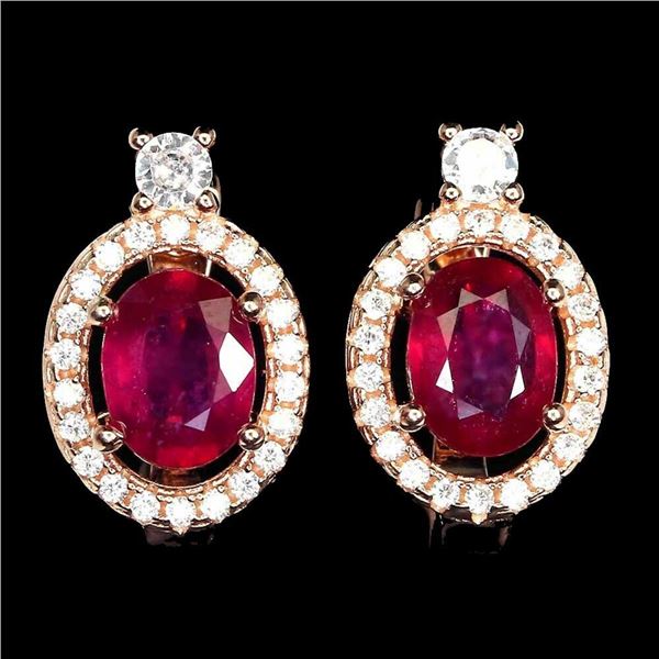 Natural Pigeon Blood Red Ruby Earrings