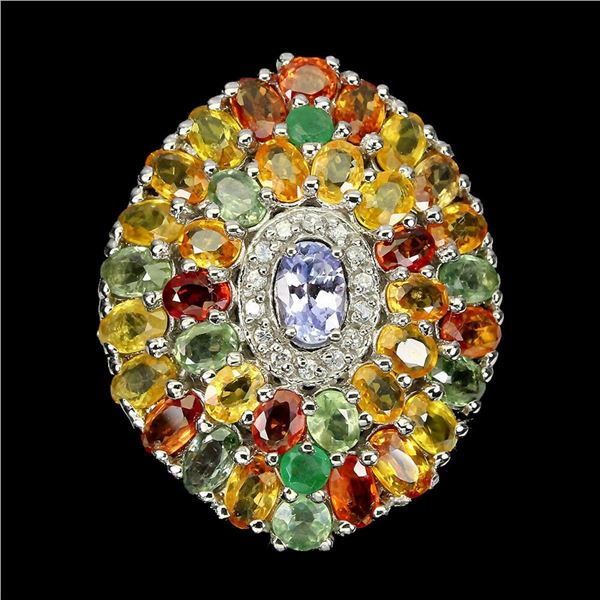 Natural Tanzanite Emerald Sapphire Ring