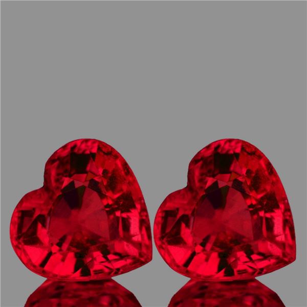 Natural Red Mozambique Ruby Heart Pair {VVS}