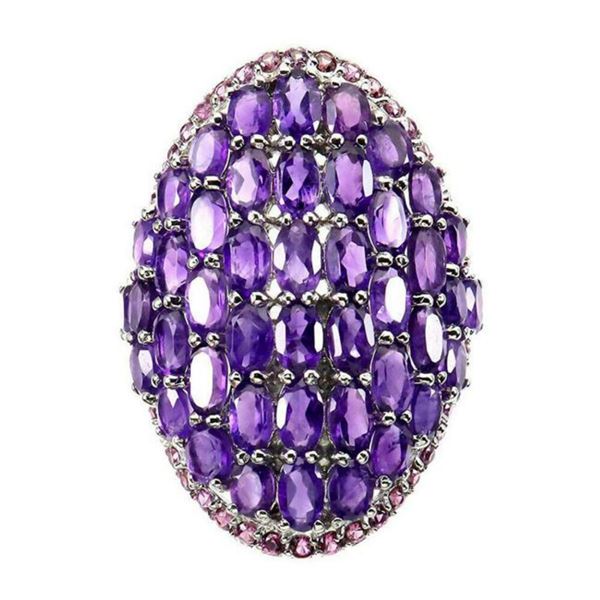 Natural Amethyst & Rhodolite Garnet Ring