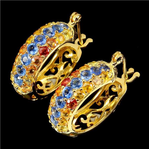 Natural Blue & Multi Color Sapphire Earrings