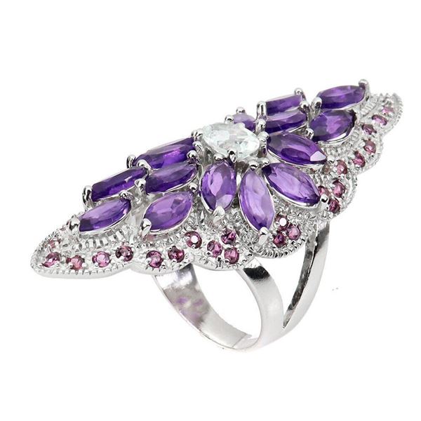 Natural Aquamarine Amethyst Ring