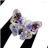 Image 1 : Natural Rhodolite Tanzanite Butterfly Ring