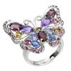 Image 2 : Natural Rhodolite Tanzanite Butterfly Ring