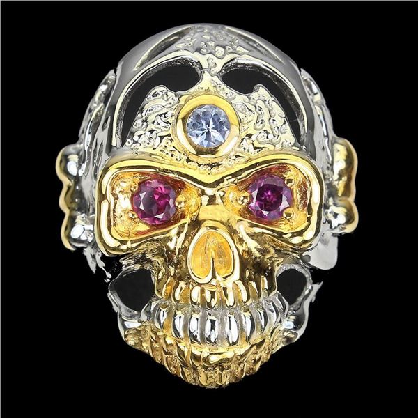 Natural Rhodolite Garnet & Tanzanite Ring