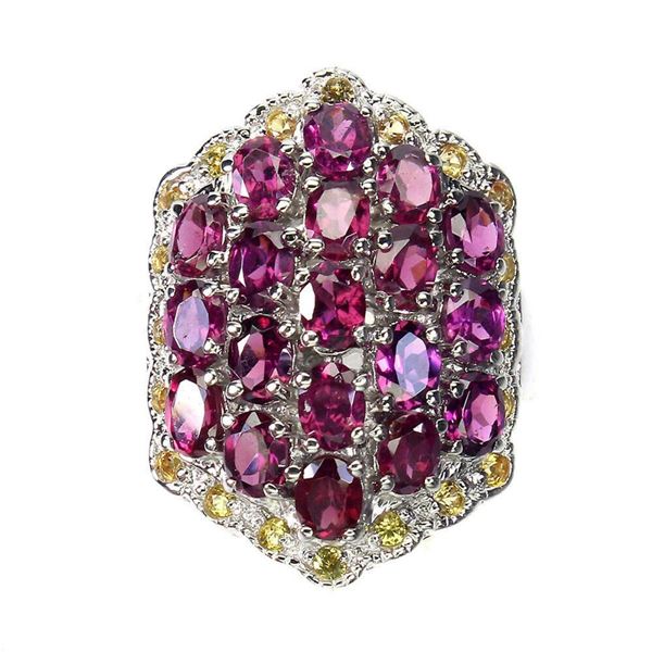 Natural Rhodolite Garnet Sapphire Ring