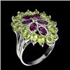 Image 1 : Natural Rhodolite Garnet Peridot Ring