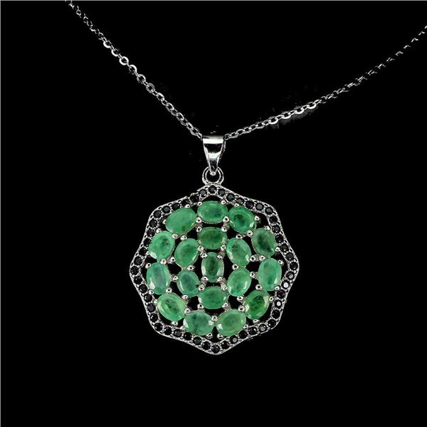 Natural Unheated Emerald Sapphire Necklace