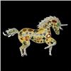 Image 1 : Natural  Sapphire Sky Blue Topaz Emerald Unicorn Brooch