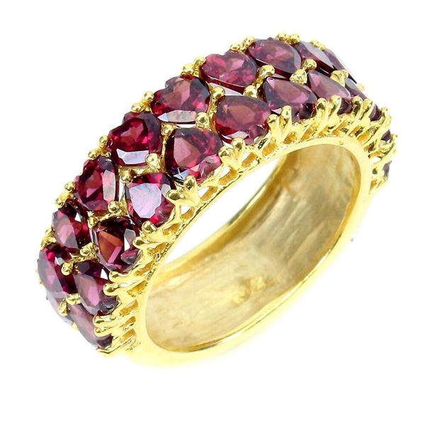 Natural Heart Rhodolite Garnet  Ring