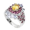 Image 2 : Natural Citrine,  Rhodolite Garnet & Tanzanite Ring
