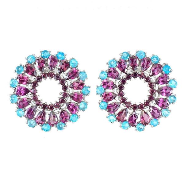 Natural  Rhodolite Garnet & Apatite Earrings