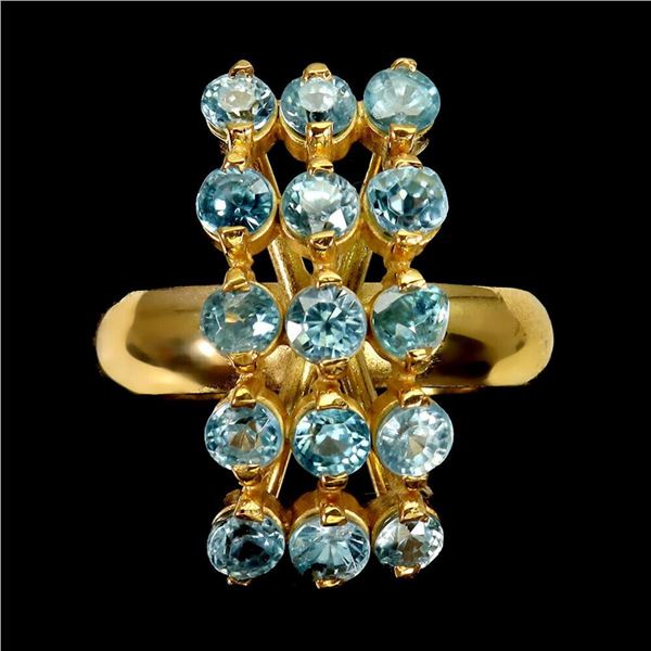 Natural Zircon Seafoam Blue Ring