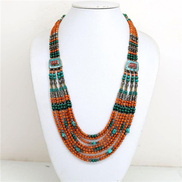 Tibet Natural Stone Tribal Queen Royal Necklace