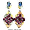 Image 1 : Natural Black Opal Rhodolite Garnet Sapphire Earrings