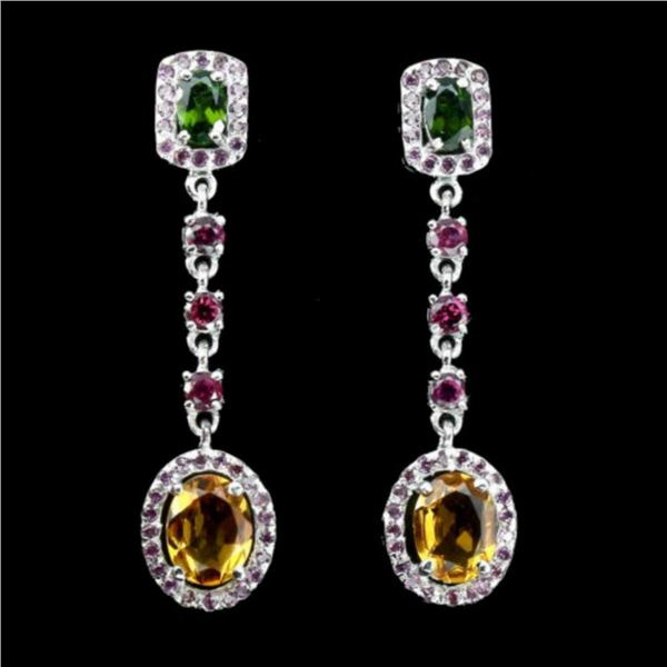 Natural Citrine Chrome Diopside Garnet Earrings