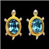 Image 1 : Natural Swiss Blue Topaz  & Turtle Earrings