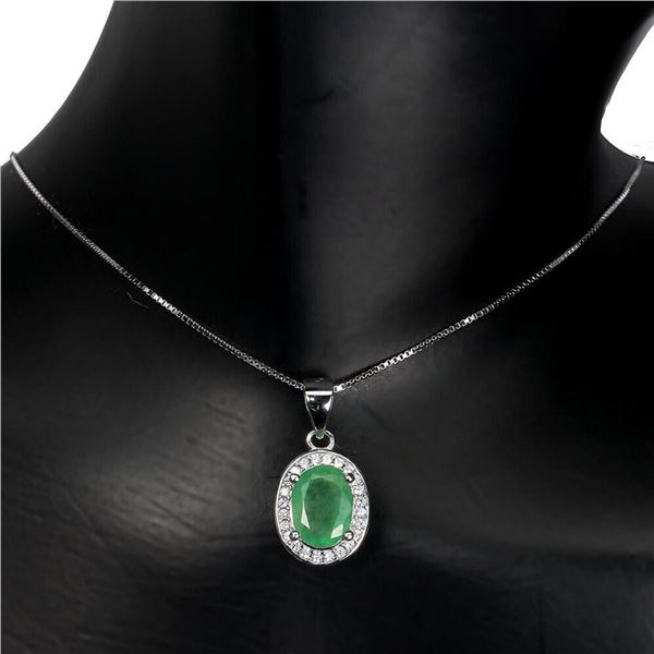 Natural Colombian  Green Emerald  Necklace