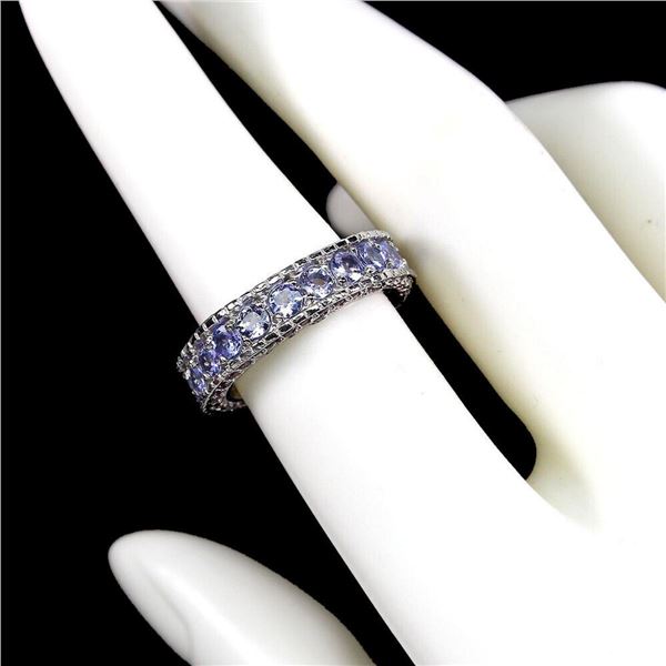 Natural Tanzanite Rhodolite Garnet Eternity Ring