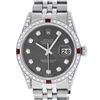 Image 1 : Rolex Mens Stainless Steel Diamond Lugs Rhodium Diamond & Ruby Datejust Wristwat