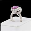 Image 3 : 3.39 ctw Pink Sapphire and 1.54 ctw Diamond Platinum Ring