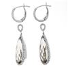Image 6 : 14K White Gold Smoky Quartz & .48 ctw Diamond Halo Day Night Hoop Dangle Earring