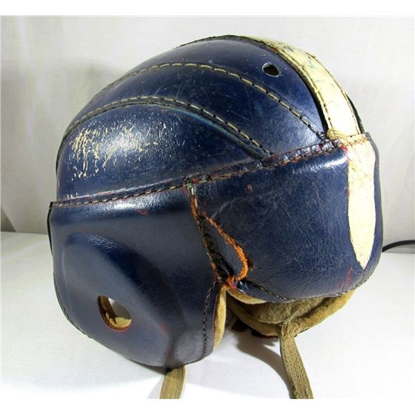 ANTIQUE LEATHER FOOTBALL HELMENT BLUE / WHITE