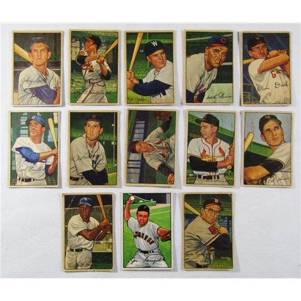 (13) 1952 BOWMAN BASEBALL CARDS
