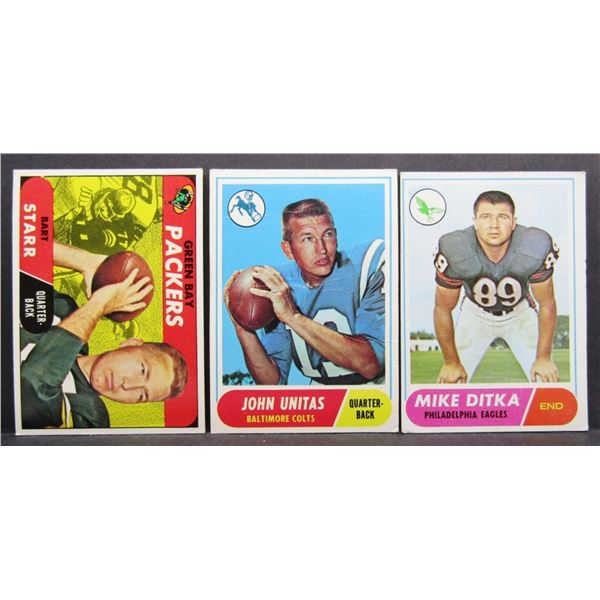 (3) 1968 TOPPS FOOTBALL STAR CARDS #1 STARR