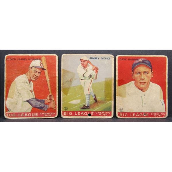 (3) 1933 GOUDEY BASEBALL ROOKIE CARDS