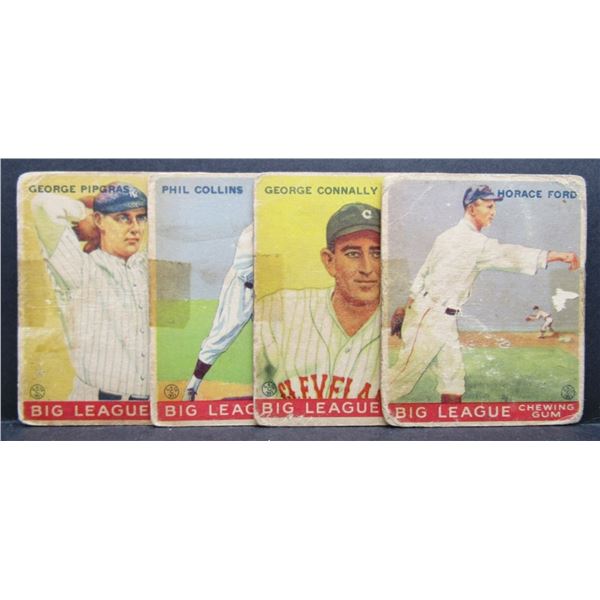 (4) 1933 GOUDEY BASEBALL ROOKIE CARDS