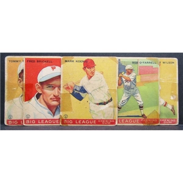 (5) 1933 GOUDEY BASEBALL ROOKIE CARDS