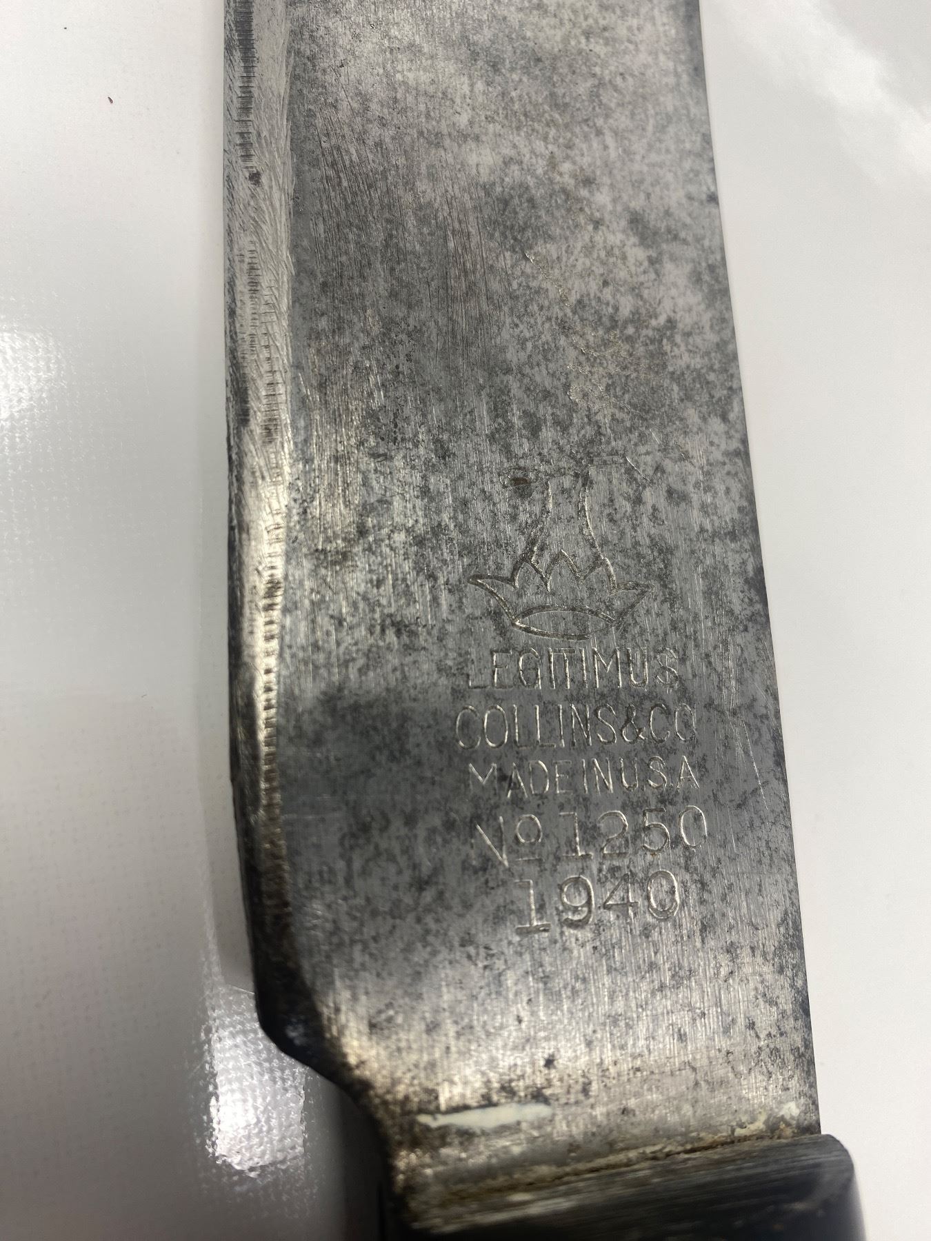 Vintage Legitimus Collins & Co. No. 1250 1940 Machete With Leather Sheath