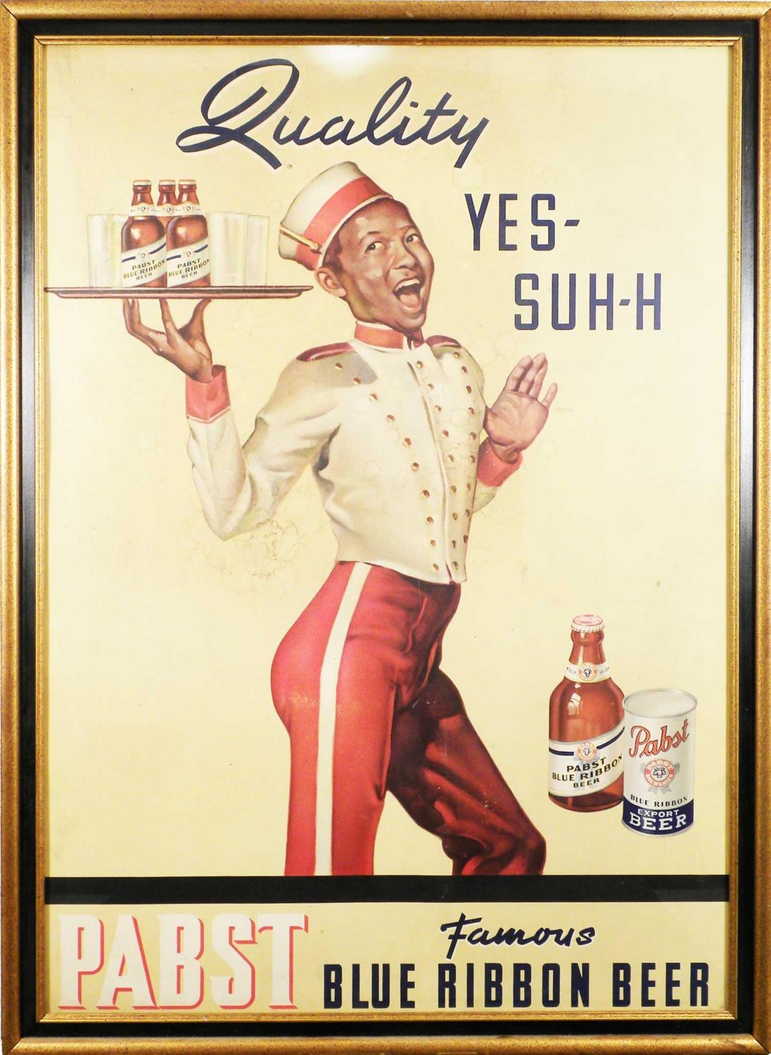 Pabst Blue Ribbon Beer Cardboard Sign