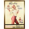 Image 1 : Pabst Blue Ribbon Beer Cardboard Sign
