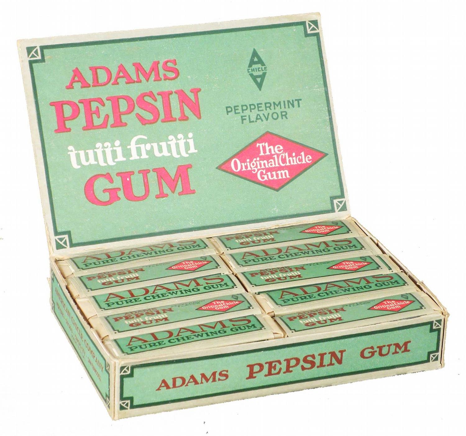 Adams Pepsin Tutti frutti Gum Display Box chicle