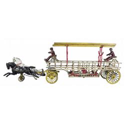 Cast Iron Horse Drawn Fire Ladder Truck 