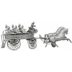 Cast Iron Horse Drawn Fire Patrol Wagon