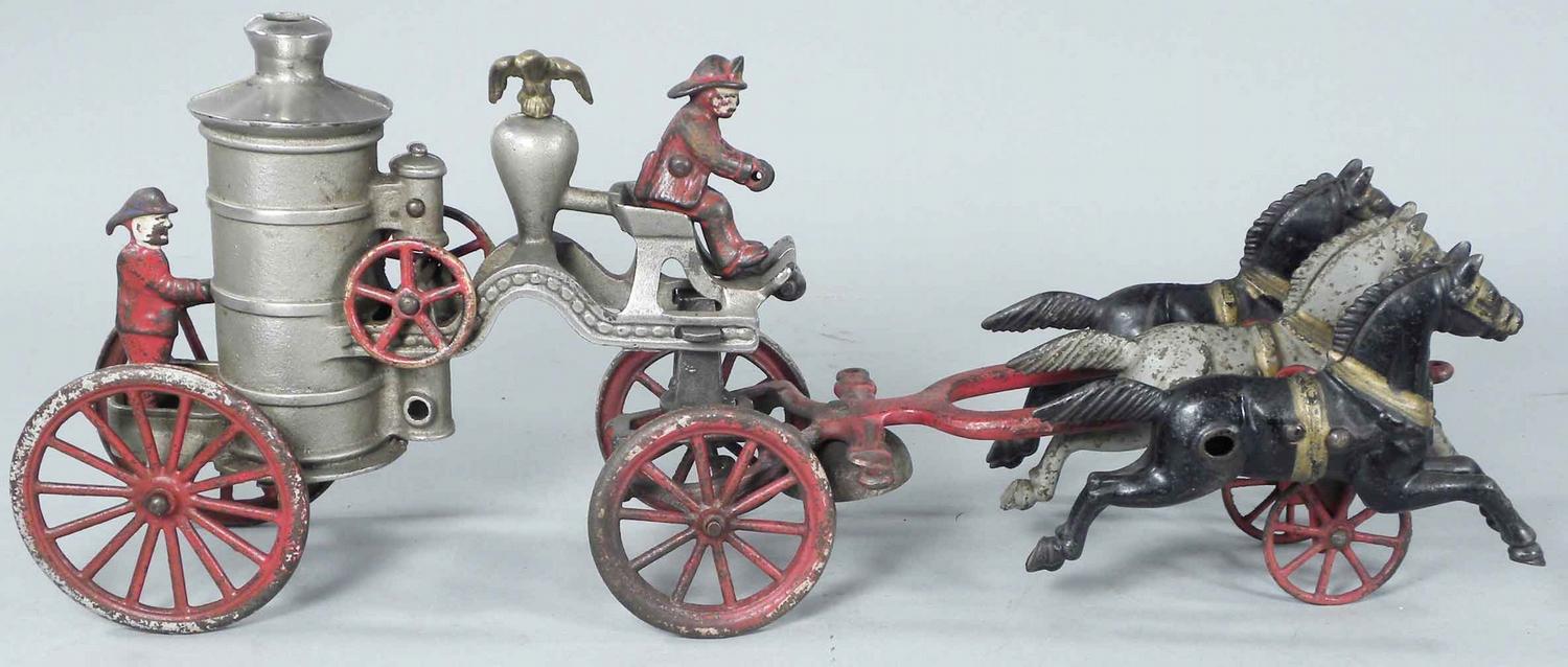 Cast Iron Horse Drawn Steam Engine Toy